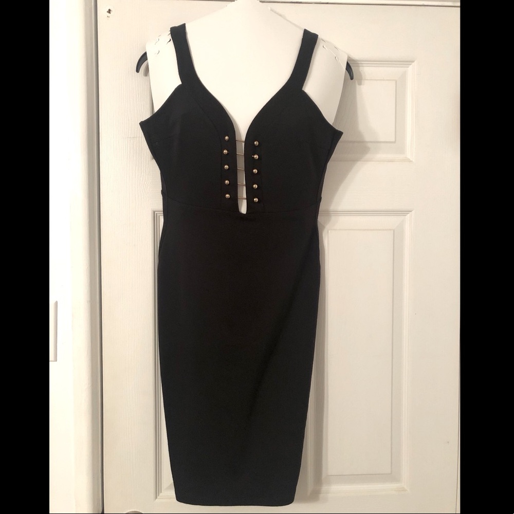 Gold Barbell Plunge Dress